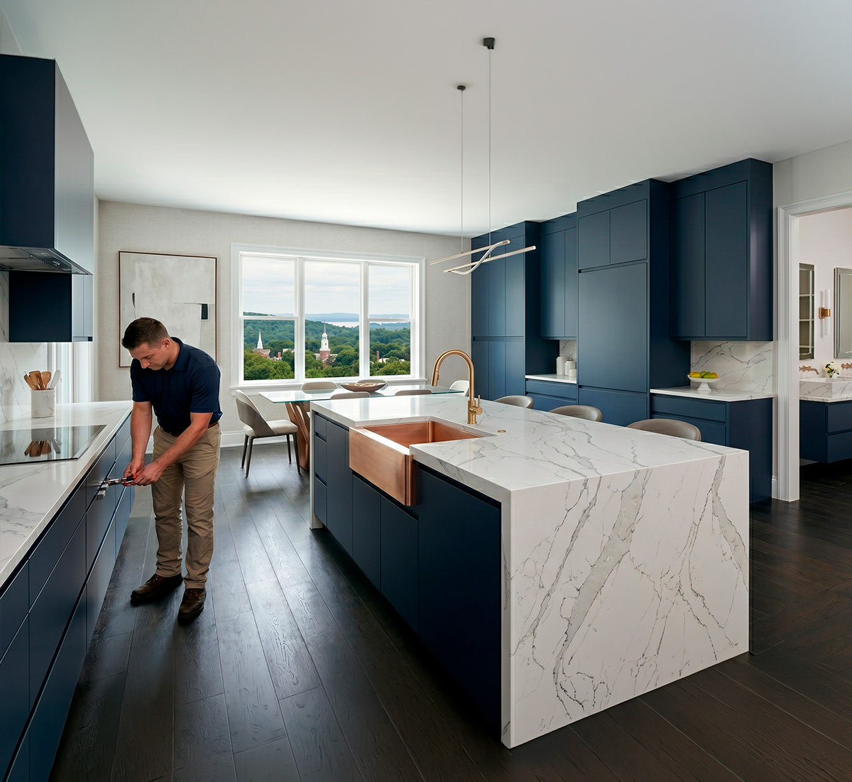 Custom cabinetry and luxury countertop installation with premium material selection for NY and CT homes.